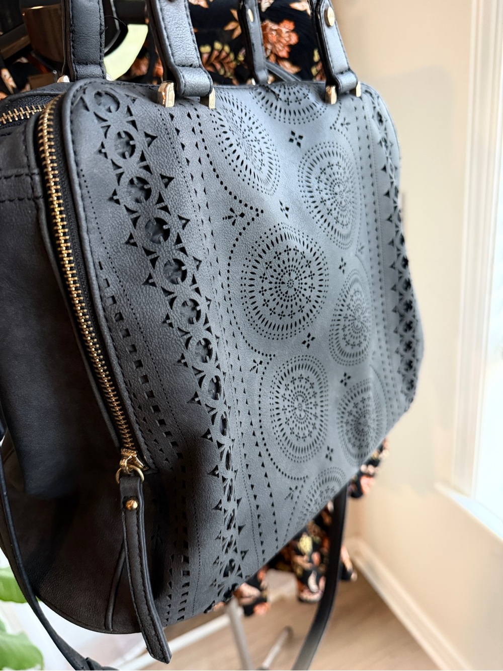 Gorgeous free people Logan vegan laser cut tote